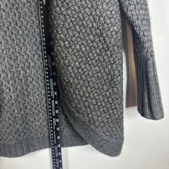 Athleta Women's Medium Charcoal Gray Wool Yak Hair Shawl Collar Cardigan Sweater - Picture 8 of 10